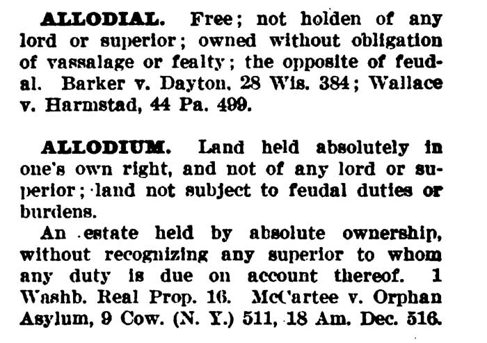 Allodial Defined Blacks Law 1910