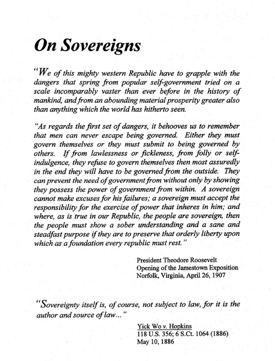 Sovereigns Defined