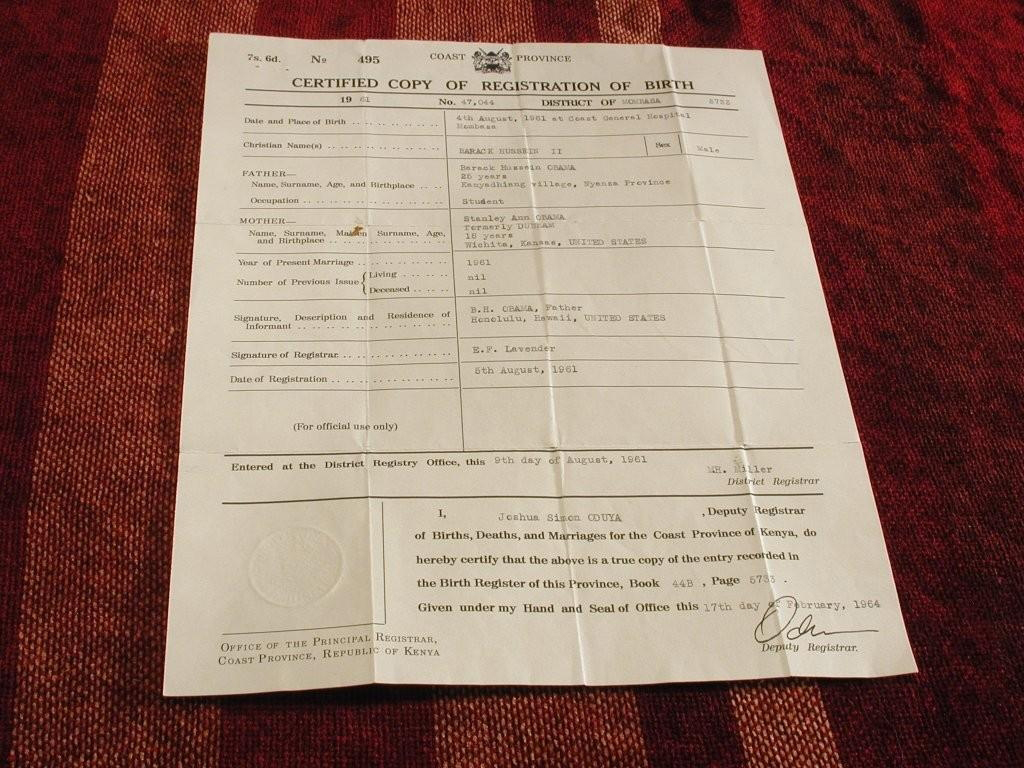 Obama Kenya Birth Certificate