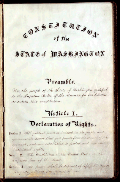 State of Washington 1889 Illegitimate Constitution 