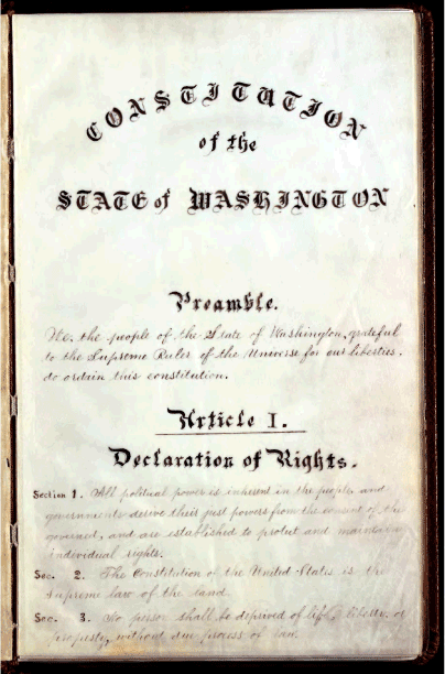 State of Washington 1889 Illegitimate Constitution
