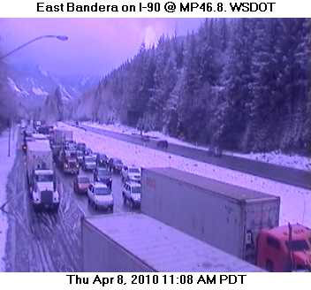 Traffic Jam I90 Snowqualamie Pass Winter